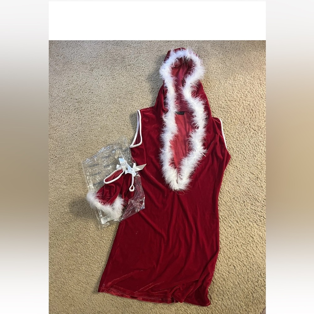 Red Velvet Santa Dress with White Fur Trim